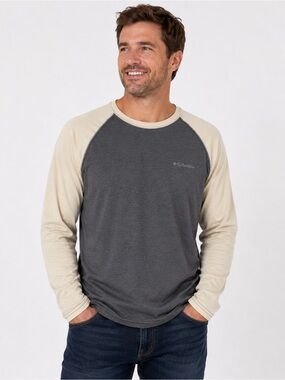 Columbia Omni-Wick Crew Neck Shirt - Gray & Cream Trim
